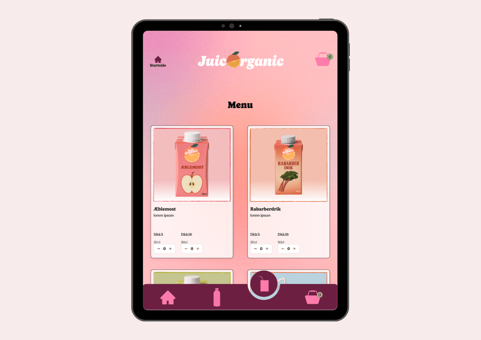 JuicOrganic kiosk interface
